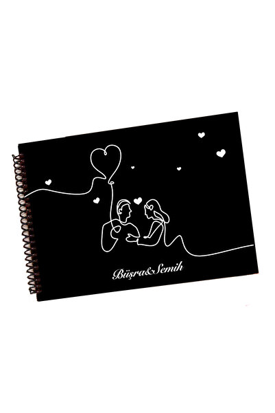PAKLON Kalp Sevgili Temalı İsme Özel Sert Kapak A4 Boy Sevgili Anı Defteri (KRAFT İÇ YAPRAK)