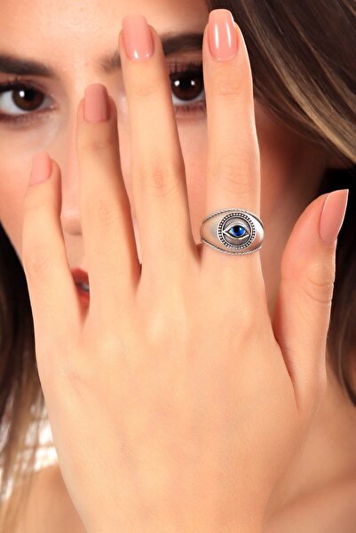 LABALABA Kadın Antik Gümüş Kaplama Ayarlanabilir Göz Yüzük