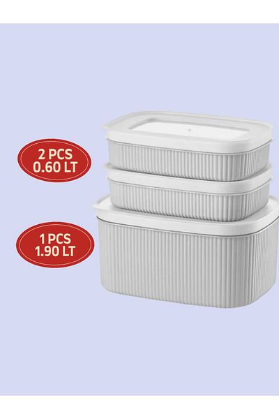 ORGANİZERS Line Storage Container Set (2Pcs 0.60Lt - 1Pcs 1.90Lt)