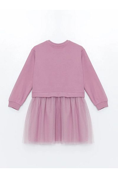 LC Waikiki Lcw Kids Matte Lilac Crew Neck Girl's Dress