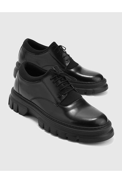 İLVİ Martin Genuine Leather Black Men's Oxford Shoes
