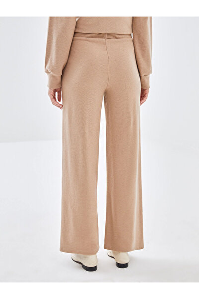 LC Waikiki Brown Wide Leg Women's Trousers with Elastic Waist