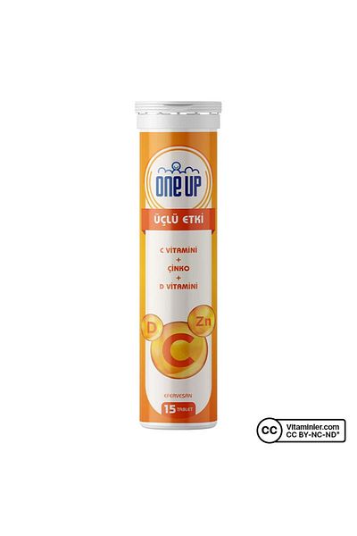 One Up 15 Effervescent Tablets Containing Vitamin C and D - Triple Effect, Zinc Supplement