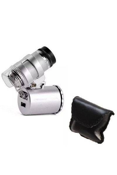 Led Illuminated Zoom Pocket Microscope 60x Iphone with 4 Apparatus