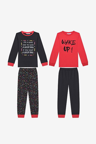 Penti Wake Up 2-teiliges mehrfarbiges Pyjama-Set für Jungen aus Baumwolle