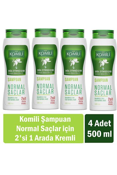 Komili 2 in 1 Creamy Vegan Basic Care Shampoo for Normal Hair 500 ml X 4 Pieces