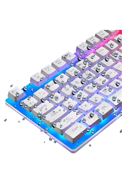 SNEXPRES Profesyonel Gaming Rgb Işıklı Kablolu Klavye Beyaz