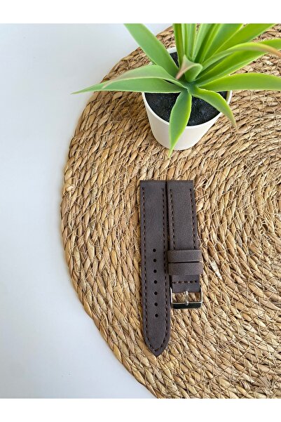 Prizma 20mm Koyu Kahverengi Suni Deri Saat Kordonu.  Yumuşak Doku.