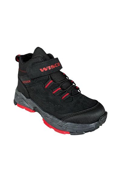 Liger Velcro Woolen Inside Cold Proof Outdoor Daily Παιδικές Μπότες ΜΑΥΡΟ - ΚΟΚΚΙΝΟ