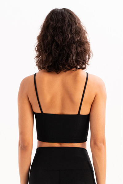 JUSTEVER Thin Strap Light Supported Black Women's Sports Bra with Removable Pads - Spica