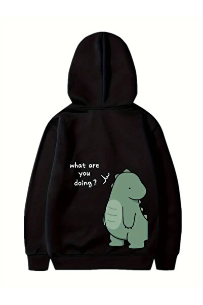 AEMİ Unisex Lover Couple Combination Dinosaur Hooded 2-Piece Sweatshirt