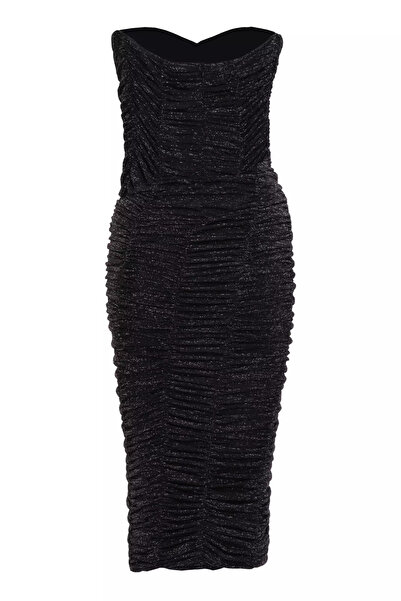 Keikei Black Silver Örme Kolsuz Orta Boy Elbise