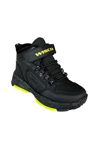 Liger Velcro Woolen Inside Cold Proof Outdoor Daily Παιδικές Μπότες ΜΑΥΡΟ - ΚΙΤΡΙΝΟ