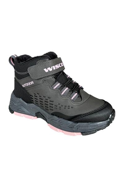 Liger Velcro Wool Inside Cold Proof Outdoor Daily Παιδικές Μπότες SMOKE - ΡΟΖ