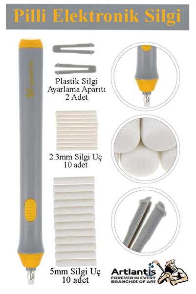Artlantis Elektronik Silgi Pilli 1 Paket Otomatik Taşınabilir Kalem Silgi Karakalem Eskiz Çizim Grafit Elektri