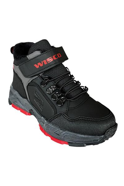Liger Velcro Woolen Inside Cold Proof Outdoor Daily Παιδικές Μπότες ΜΑΥΡΟ - ΚΟΚΚΙΝΟ