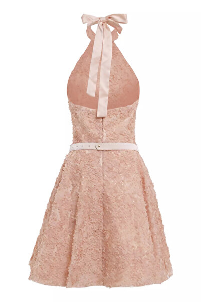 Keikei Altın pul payet kolsuz kısa elbise