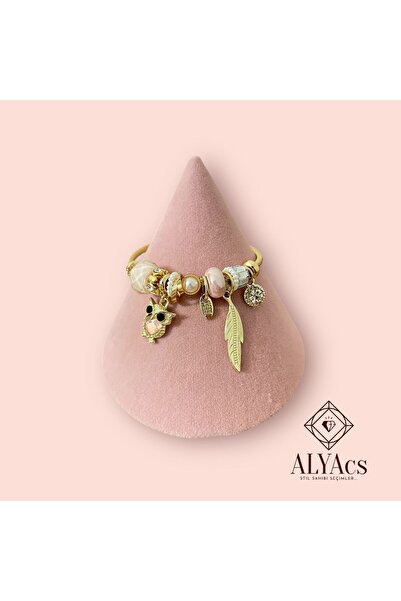 alyacs Charmed Owl Detailed Steel Bracelet
