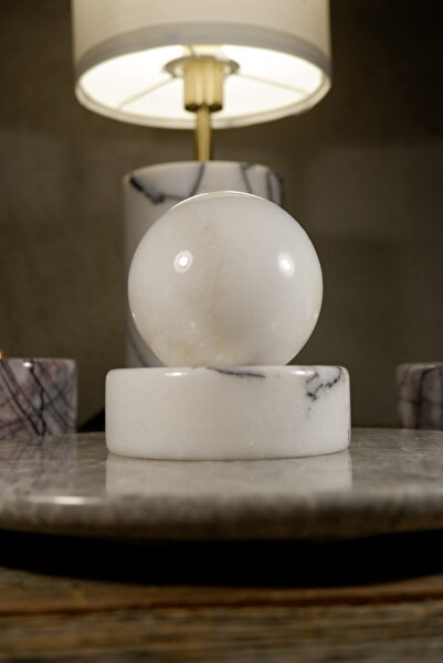 Voodo Concept Leylak Tabla ve Beyaz Taş Küre (Dekoratif ve Negatif Enerjiye Karşı)