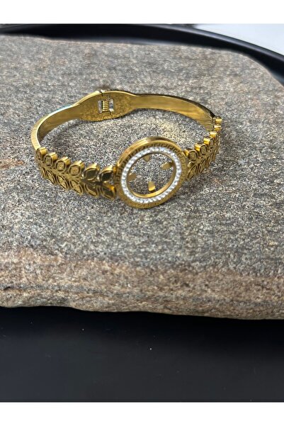 stainless steell Çeyrek Altın Takılan Arpa Zincir Detaylı Zirkon Taşlı Çelik ...