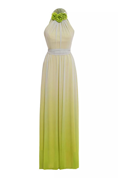 Keikei Yeşil tül kolsuz uzun elbise