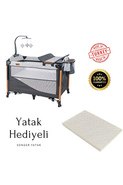Mamma Luxury Alüminyum Anne Yanı Organizerli Dönenceli Park Yatak Beşik 70 x ...