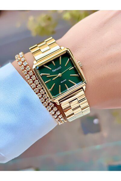 Ferrucci MİLANO ÇELİK KORDON KARE KASA 3 ATM SU GEÇİRMEZ KADIN KOL SAATİ+BİLEKLİK HEDİYELİ