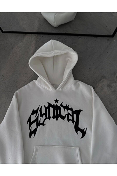 Femella Women Fashion Hanorac alb de iarnă cu glugă supradimensionat - imprim...