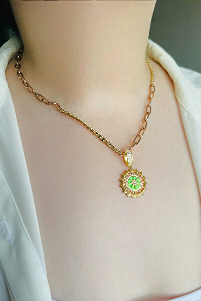 Dumledo Yeşil Mineli Güneş Gold Klipsli Kolye Ucu & Ajda Bilezik Charm | 925 ...