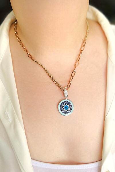 Dumledo Mavi ve Lacivert Nazar Koruyucu Gümüş Klipsli Kolye Ucu & Ajda Bilezi...