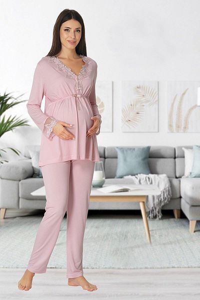 by İGP Maternity Long Sleeve Waist Adjustable Pajama Set