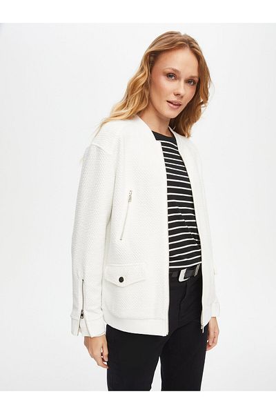Faik Sönmez Zipper and Snap Detailed Knitted Bomber Jacket 69166