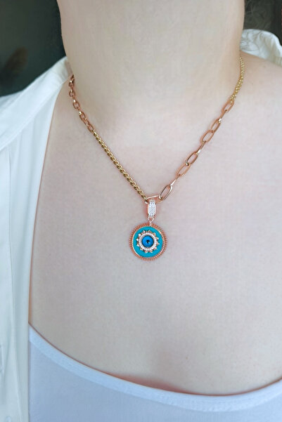 Dumledo Nazarlık ve Göz Rose Klipsli Kolye Ucu & Ajda Bilezik Charm | 925 Ayar Gümüş