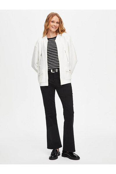 Faik Sönmez Zipper and Snap Detailed Knitted Bomber Jacket 69166