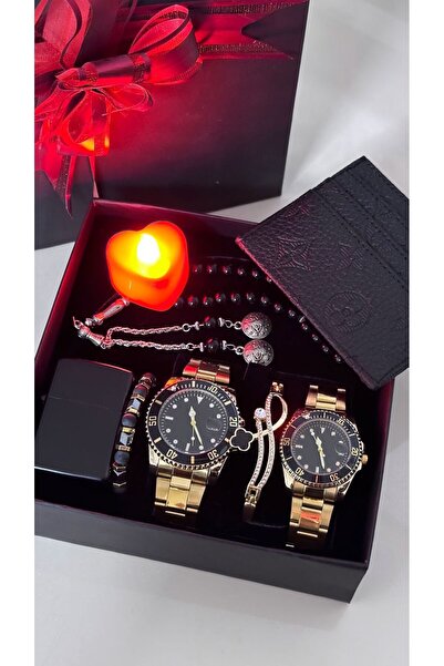 Has Çift Gold Metal Kordonlu Kutu Hediye Set