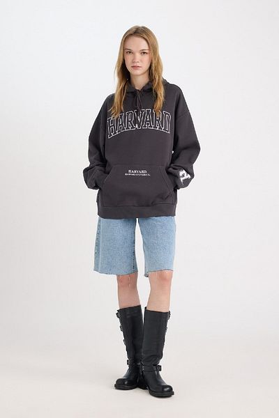 DeFacto Harvard University - Hooded, Pocket, Wide Fit Sweatshirt D7000Ax24Wn