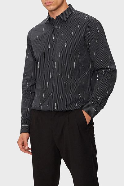 Armani Exchange Ανδρικό βαμβακερό πουκάμισο με κανονική εφαρμογή - 6DZC06 ZN5DZ 55JX