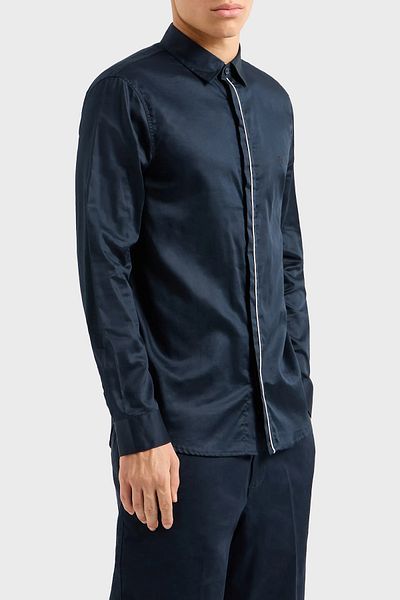 Armani Exchange Ανδρικό σατέν πουκάμισο - κανονική εφαρμογή, βαμβακερό, ZNZRZ 1510