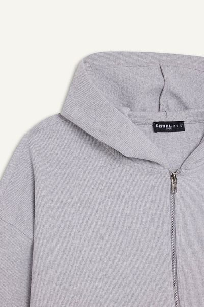 DeFacto Coool Loose Fit Basic Plain Hooded Zippered Sweatshirt E1464Ax24Wn