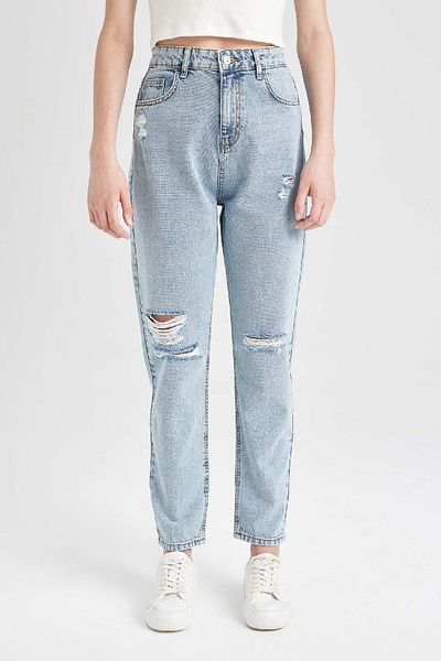 DeFacto Zerrissene Jeans mit hoher Taille – Lina Mom Fit, knöchellang, C7615ax24au