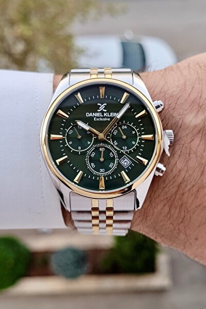 Daniel Klein Green Dial Gold Metallic Color Men's Wristwatch with Indicator