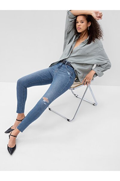 GAP Kadın Mavi High Rise Universal Jegging Washwell™ Jean Pantolon