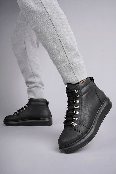 Joy Man J206 Ottawa - Ανδρικά μαύρα αθλητικά μποτάκια, κορδόνια και μοντέλο ST