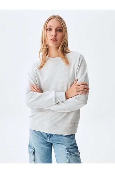 Ltb Crew Neck Long Sleeve Basic Gray Sweatshirt