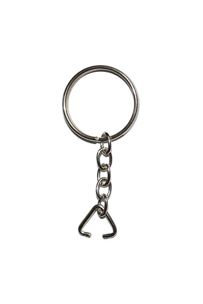 TıkTık AL 50 Adet Üçgen Aparatlı Zincirli Anahtarlık - Anahtarlık Halkası Nikel Anahtarlık -Metal Aksesuar