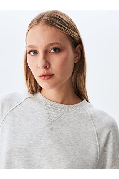 Ltb Φούτερ με μακρυμάνικο βασικό γκρι λαιμόκοψη