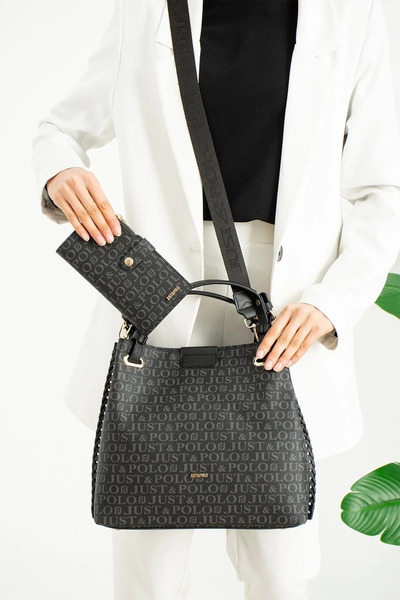 JP POLO Women's Original Just Polo 3-Compartment Adjustable Strap Shoulder Bag & Wallet Combination Size 31*30 cm