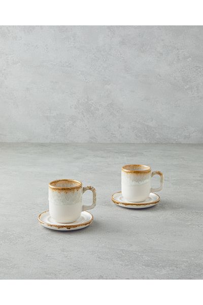 English Home Alicent Ceramik - Σετ 2 Διπλά Φλιτζάνια Καφέ 150 ml Κρέμα 4 τεμαχίων