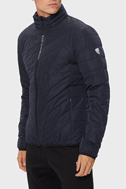 EA7 Erkek Dik Yaka Yalıtımlı Marka Logolu Fermuarlı Lacivert Ceket 8NPB13 PNE1Z-1562