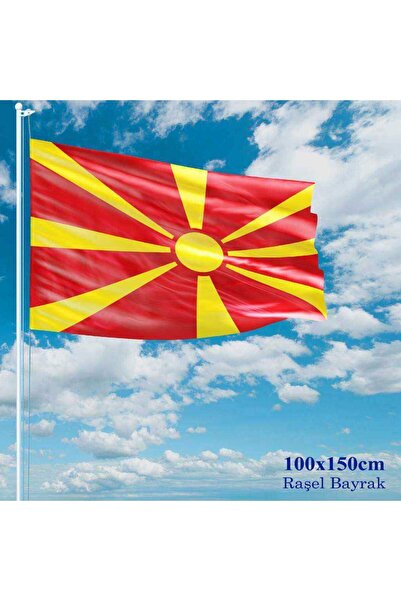 Asilmeydan Makedonya Bayrağı - 100x150 cm (1 metre x 1,5 metre) - Raşel Kumaş